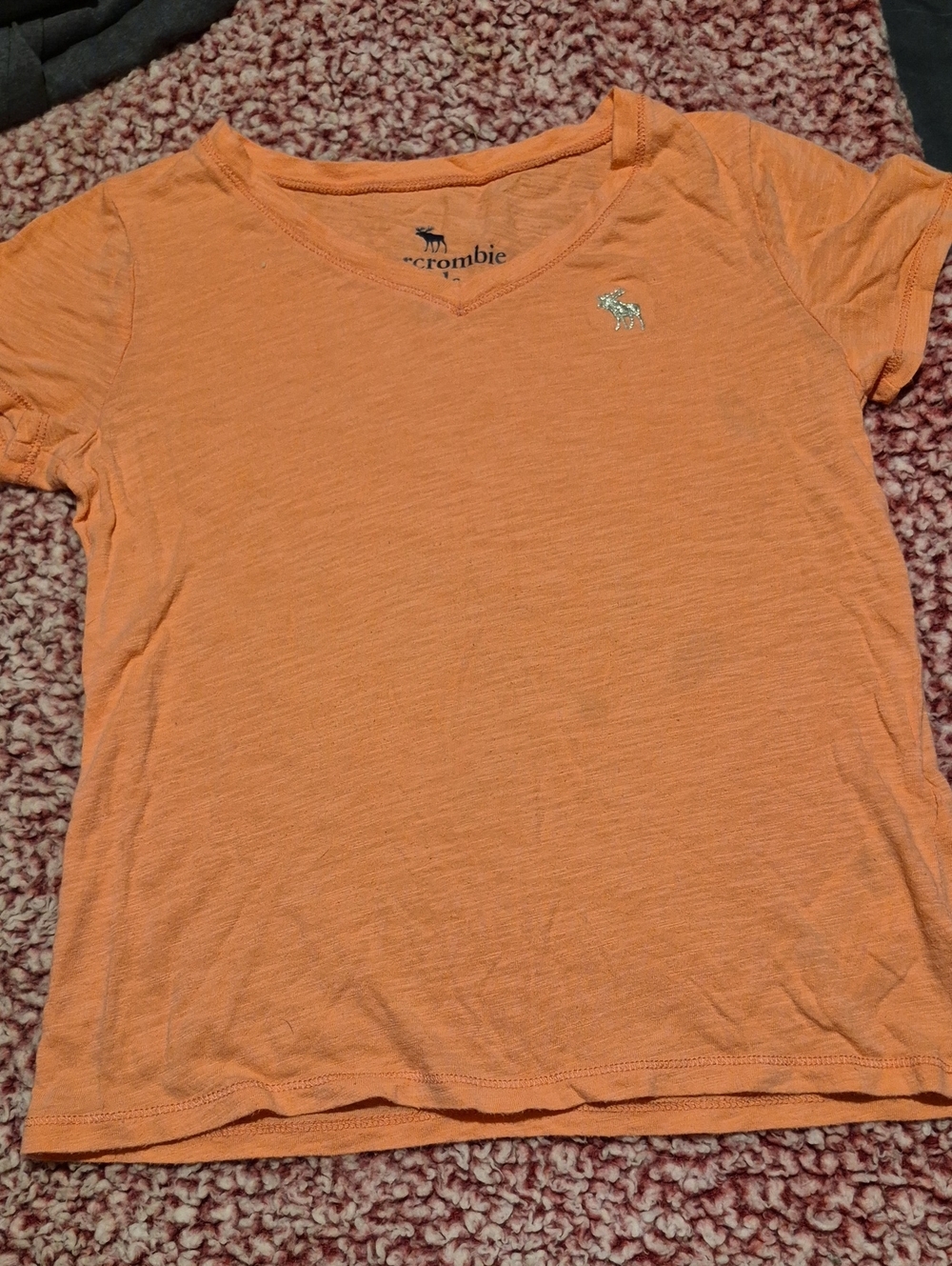 Abercrombie & Fitch Orange Slub V-Neck Tee
